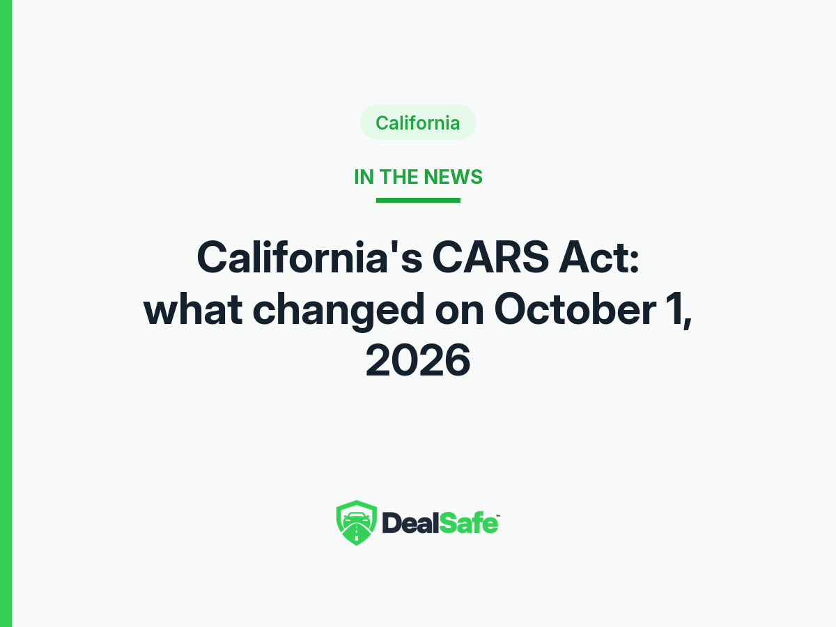 California's CARS Act: what changed on October 1, 2026